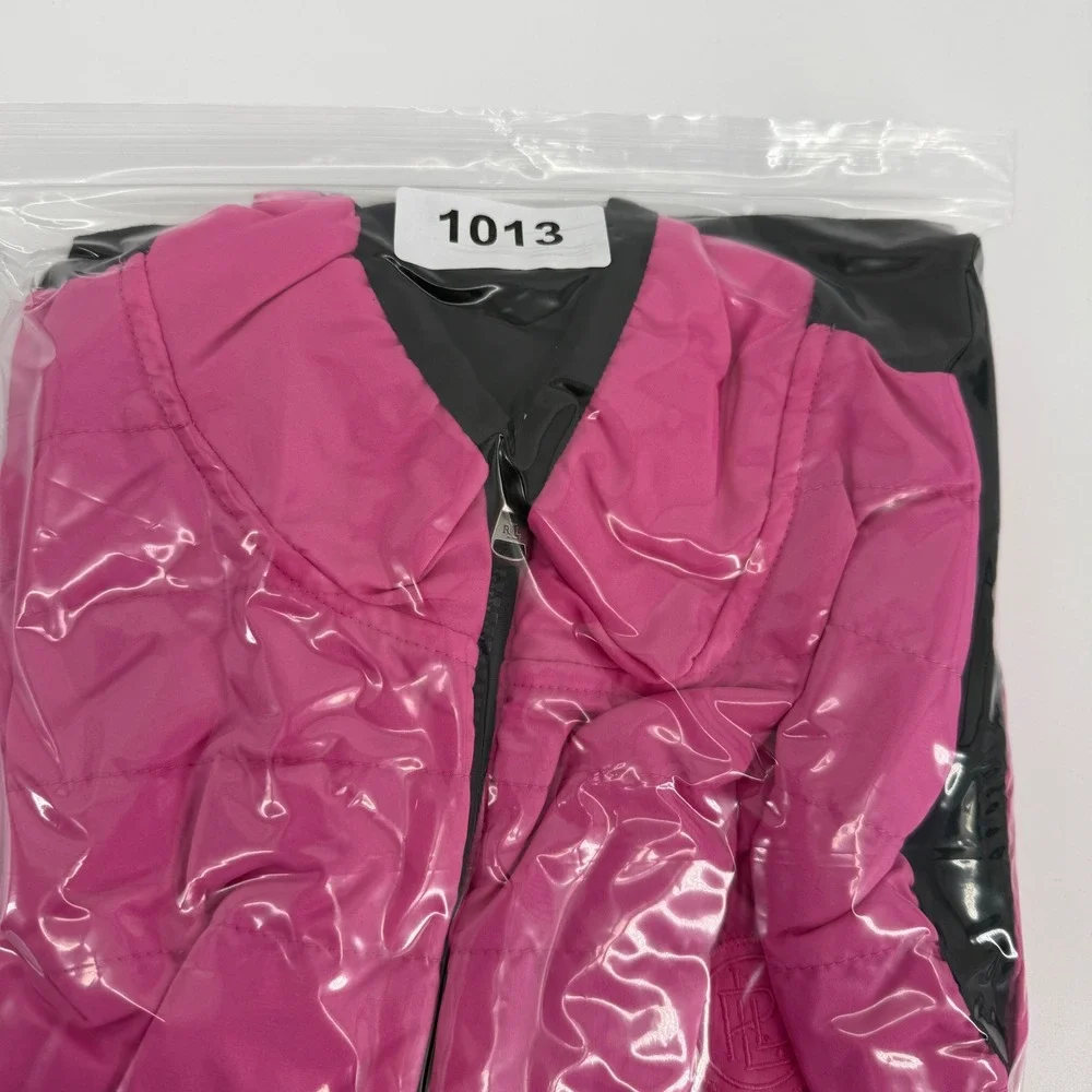 Lauren Ralph Lauren Golf Reversible Quilted Vest Pink Black XL Full Zip RL Logo
